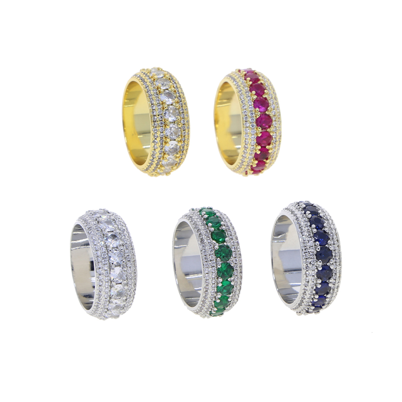 New Bling Round CZ Charm Ring Silver Color Iced Out Cubic Zirconia Finger Men Men Fashion Hip Hop Punk Jewelry