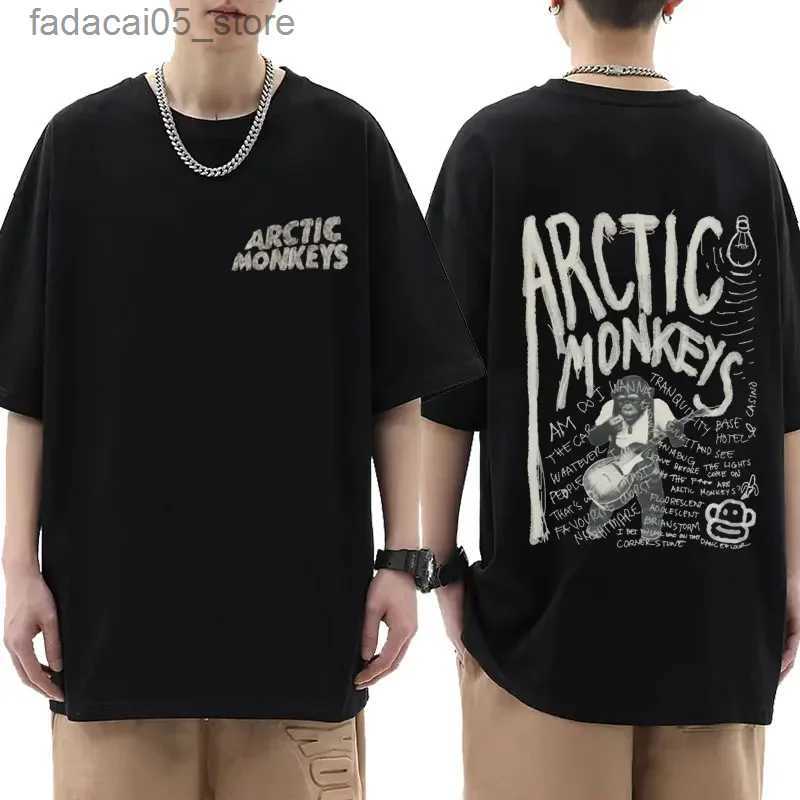 Men's T-Shirts Arctic Monkey Inspired T-shirt - Album List Graffiti Printed Retro Mens Hip Hop Punk Short Sleeve Q240425