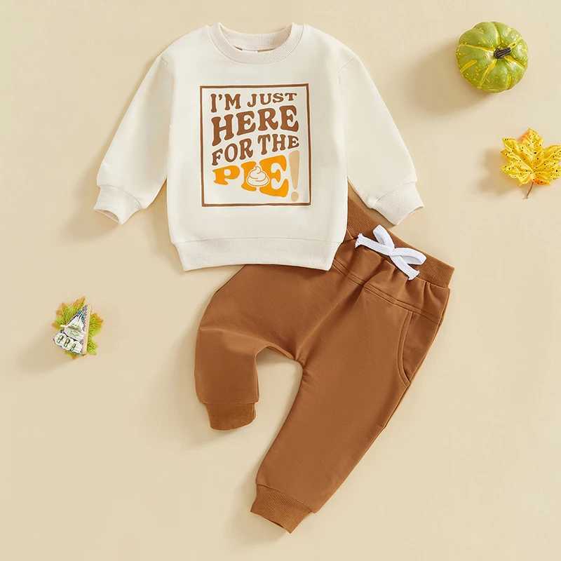 Clothing Sets Thanksgiving Toddler Outfit Set with Turkey Print Long Sleeve Sweatshirt Round Neck and Fall-themed Pants for a Festive Look H241126