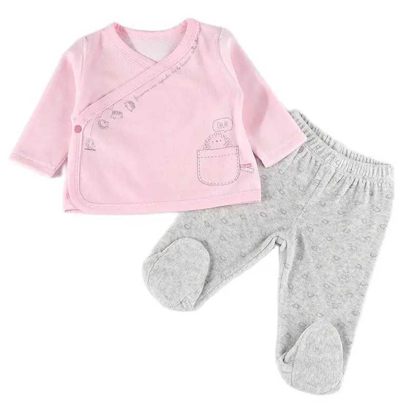 Clothing Sets 2pcs set baby clothes long sleeves boy and baby girl set kids clothes blue and pink velour footies pants baby newborn clothing H241126