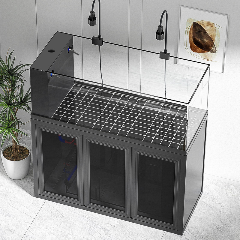 2023 new design aquarium fish tank water grass landscaping bottom filter ultra white custom home fish tank cabinet