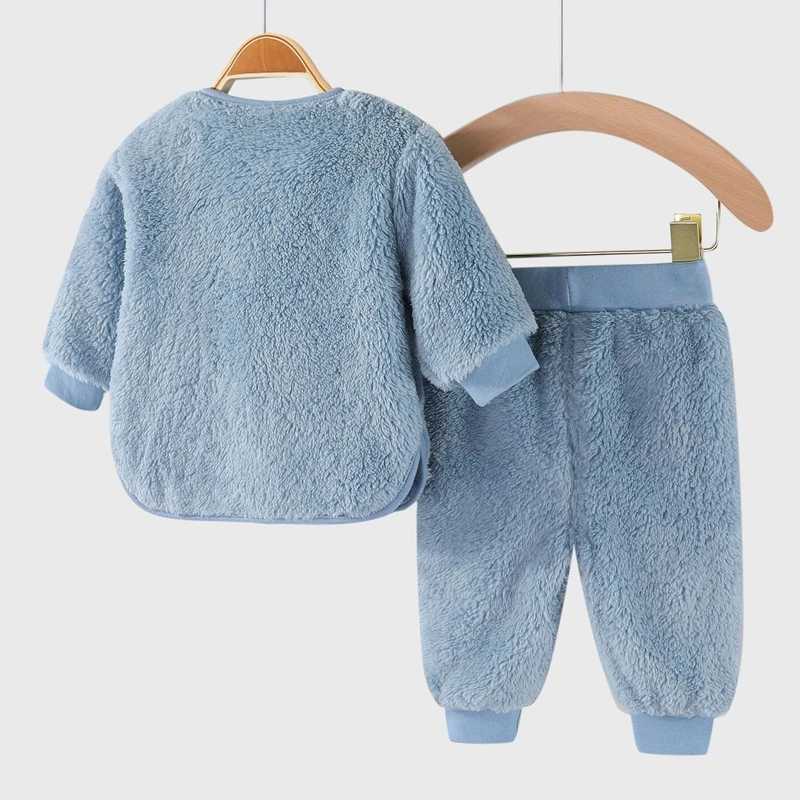 Clothing Sets 2Pcs Set Newborn Baby Clothes Flannle Girls Set Autumn and Winter Warm Baby Boys Suit Soft Infant Clothing 1-3 Years H241126