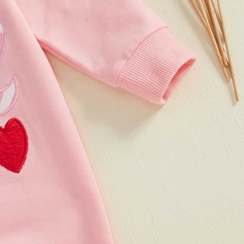 Clothing Sets Adorable Baby Girls Valentine s Day Romper with Heart Embroidery and Long Sleeves - Cute Toddler Jumpsuit for Stylish H241126