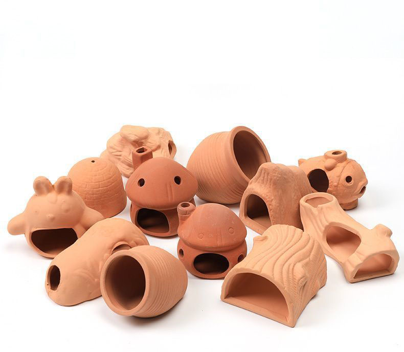 Aquarium Cave Shrimp Fish Tank Breeding Cave Terracotta Mushroom Shape Fish Tube Cave For Hiding Resting Playing