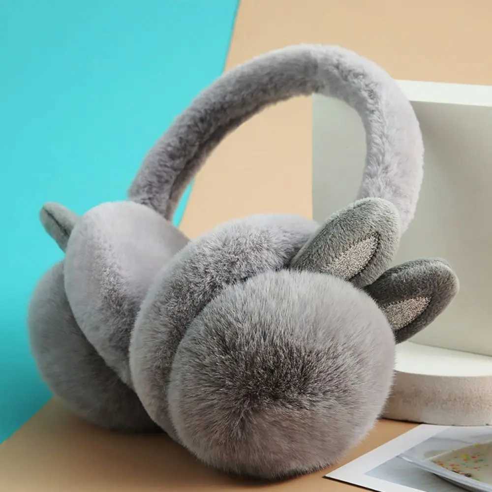 Womens fashionable ear muffs rabbit ear foldable ear muffs artificial fur plush winter warm ear muffs W241126