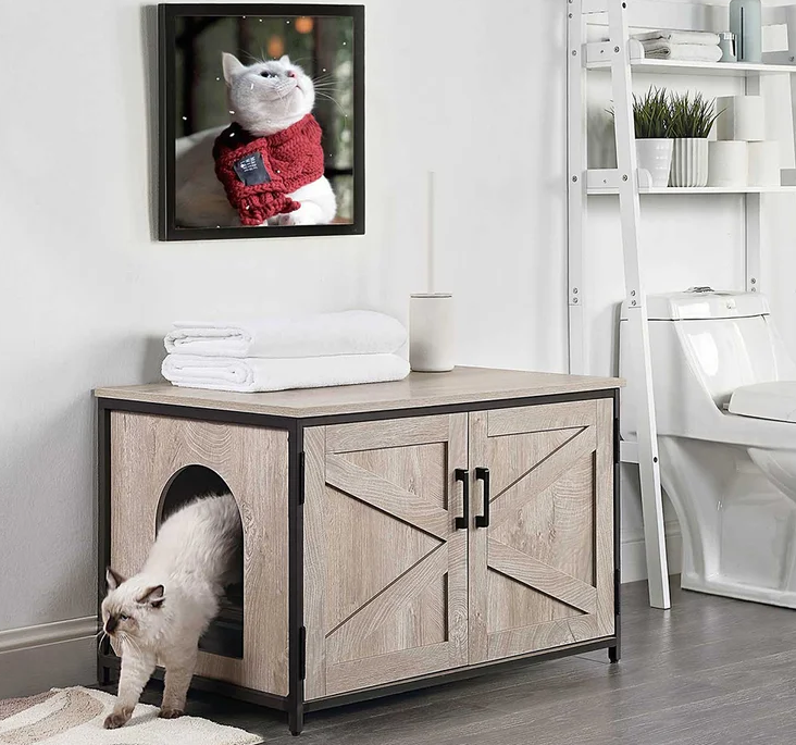 Pet Cat Litter Box Enclosure cute sample design cat house nightstand top opening