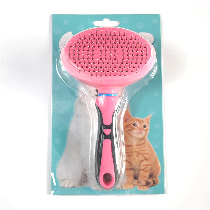 Self Slicker Pet Groom Brush Comb Dog Brush Cat Comb With Self Clean Button With Masaging Bead On Tips