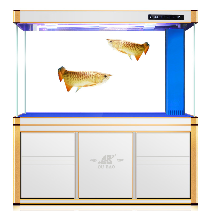 Aquarium living room large aquarium household floor porch bottom filter intelligent screen ultra white glass customization