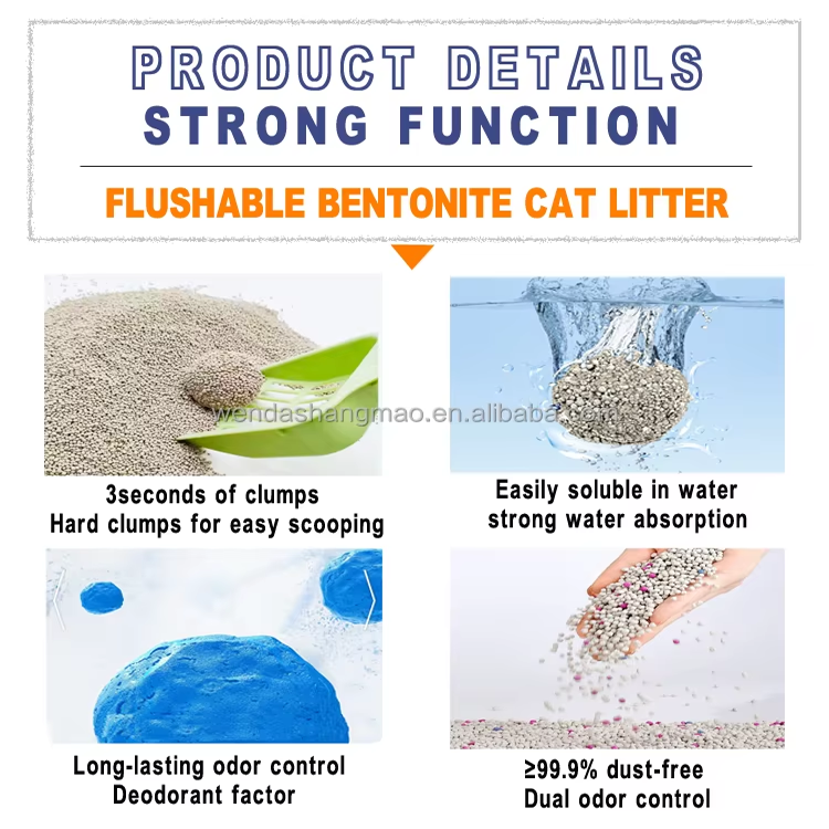 Custom Manufacturers eco friendly kitty litter premium quality clumping natural mineral Cat Litter Bentonite Cat Litter