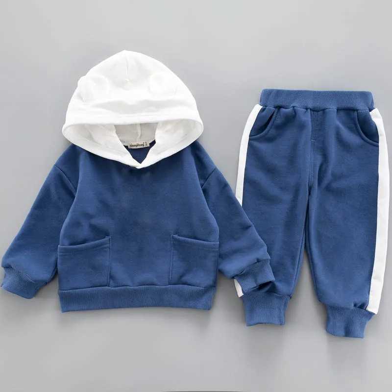Clothing Sets Children Active Clothing Autumn Spring Toddler Boy Sports Set Baby Hoodie Letter Top Pants 2pcs Outfit Kid Solid Color Tracksuit H241126