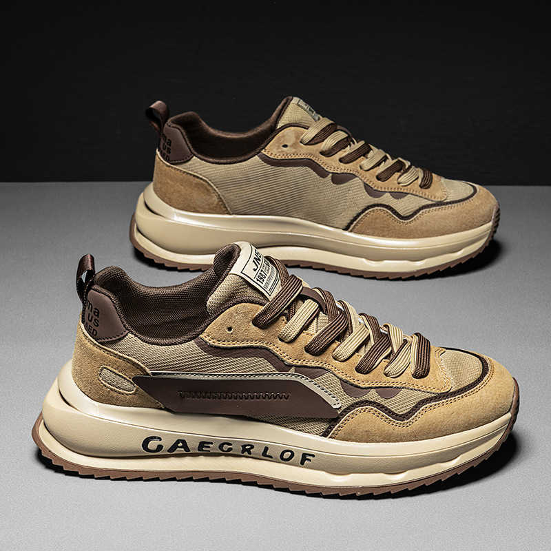 High Quality Cold sticky mens shoes spring new ultra fiber leather surface fashionable Forrest Gump shoes thick sole height increasing low top two ton