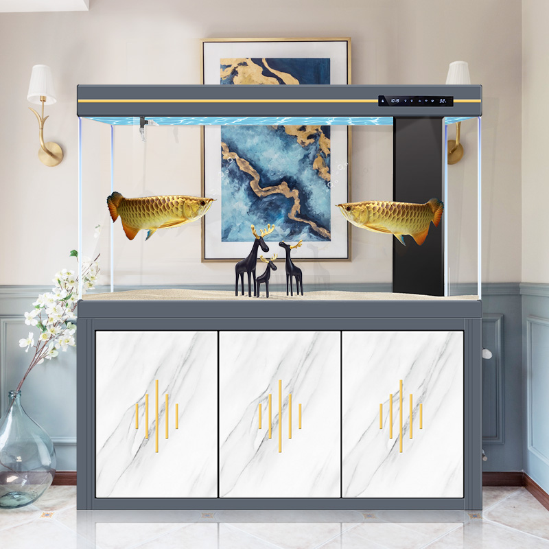 Super white glass aquarium Aquarium large living room live fish tank Marine Fish Tanks Farm Aquaculture new