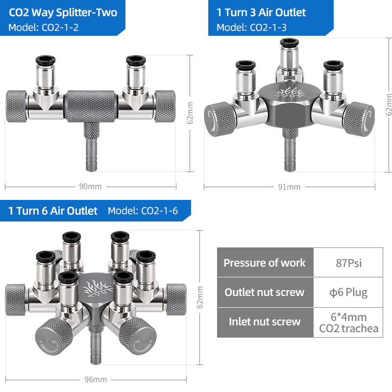 Wholesale CO2 Equipment CO2 1 Turn 6 Air Outlet 6 Way Splitter Valve For CO2 Supply Regulator Aquarium Planted Landscape Tank