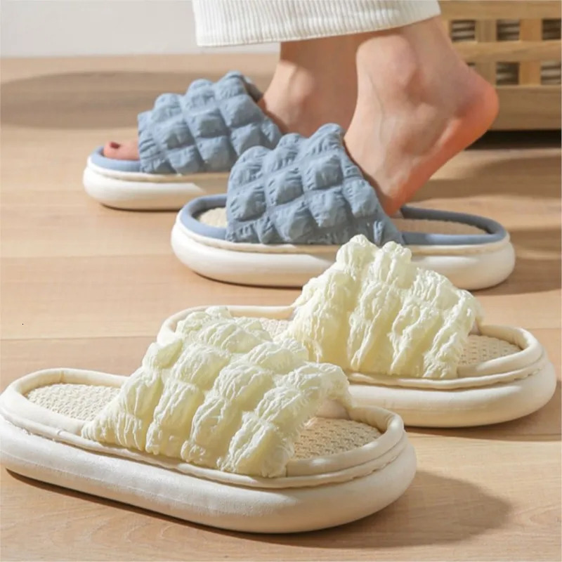 Womens Spring and Autumn Family Slide Open Toe Cross with Linen Sole Indoor Slide Linen Sole No Slide Bathroom Slide TG17 241126