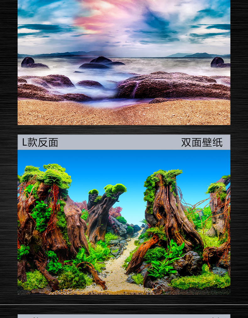 Three-Dimensional Fish Tank Aquarium Wallpaper Background Painting Double-Sided Aquarium Decorative Aquarium Sticker