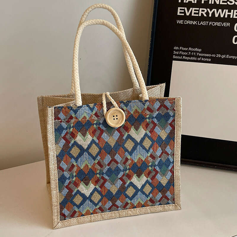 Small high-end waterproof linen handbag autumn winter, accompanied by gift and a small shoulder bag for carrying