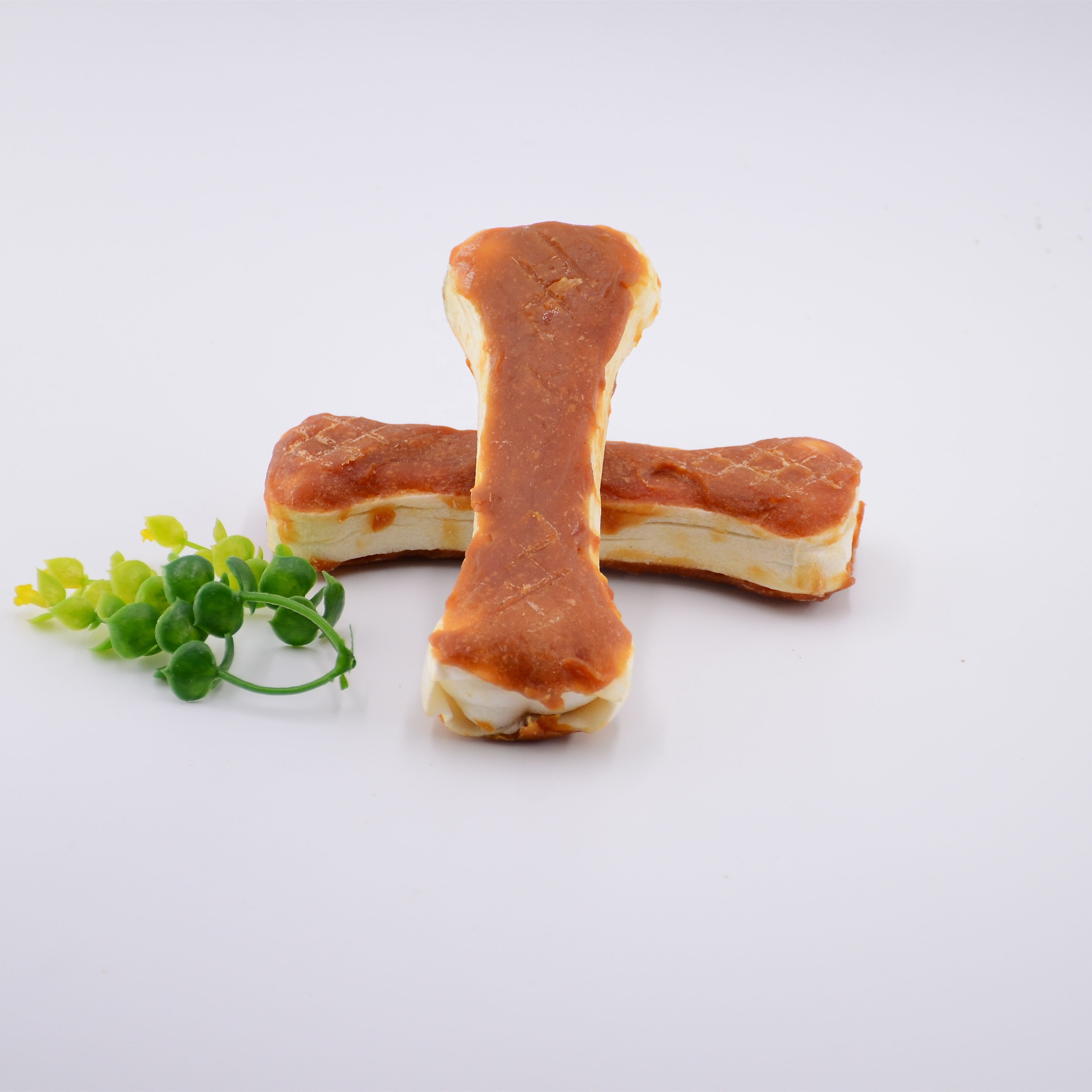 pet premium dog chews white rawhide pressed bones with duck or chicken different sizes for dog OEM pet food