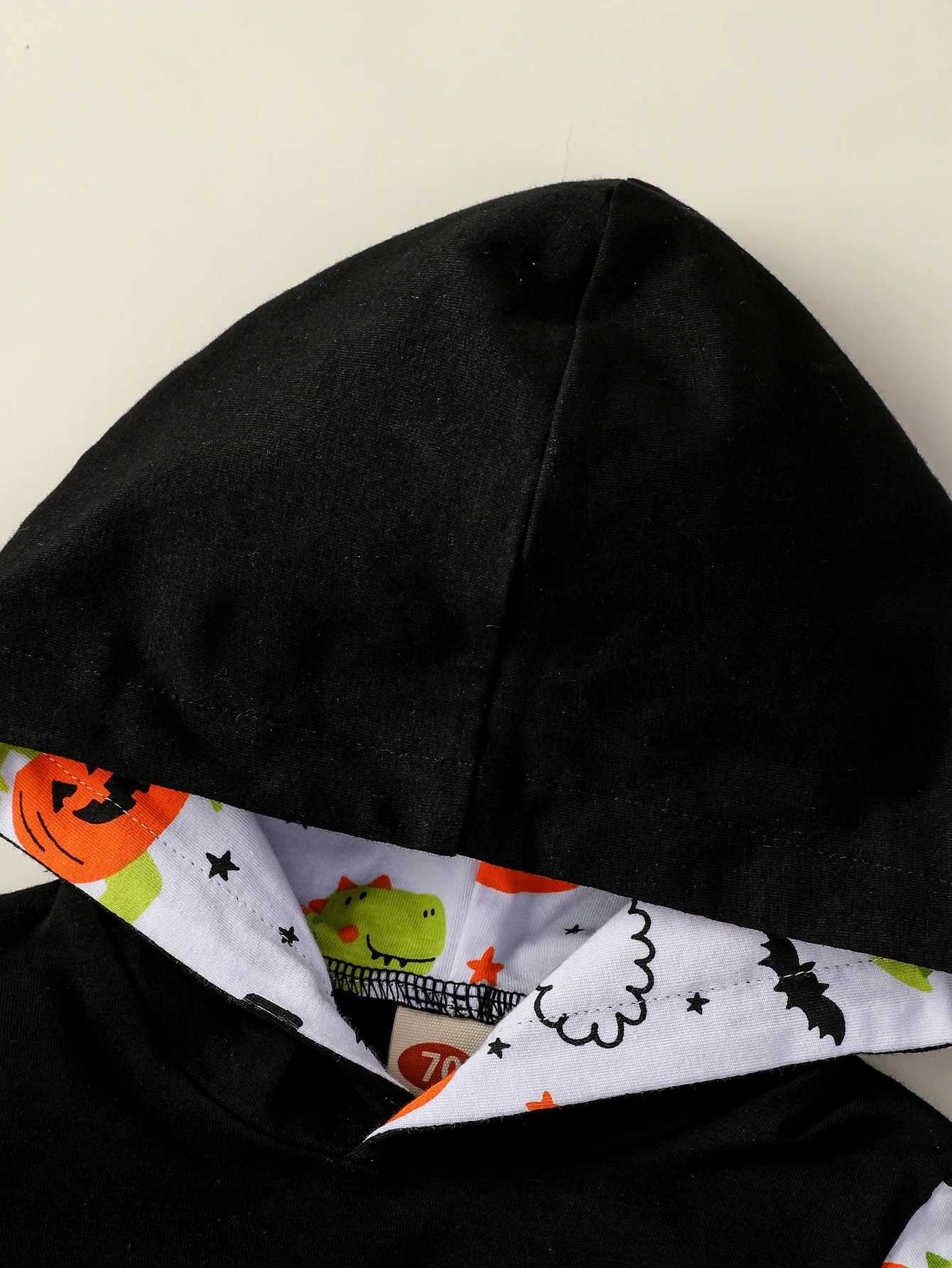 Clothing Sets Baby boy Long Sleeve leisure and simplicity cartoon printing hallowmas Cute Cotton Comfort Hooded jumpsuits H241126