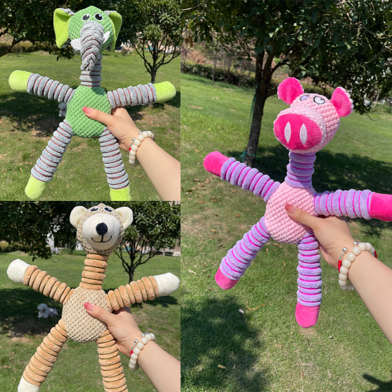 Elephant Pet Plush Squeaky Dog Toy Fun Soft Puppy Dog Chew Toy Interactive Bite Resistant Pet Supplies Animal Design Dog Toy Cat