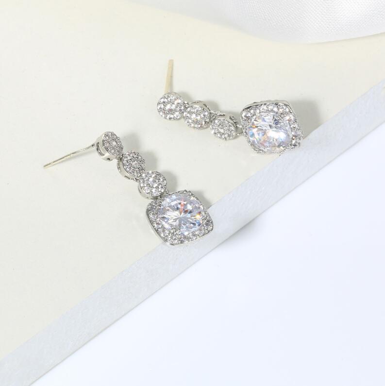 Dangle Earrings: 2024 Sier CZ Dia White Cubic Zircon Jewelry