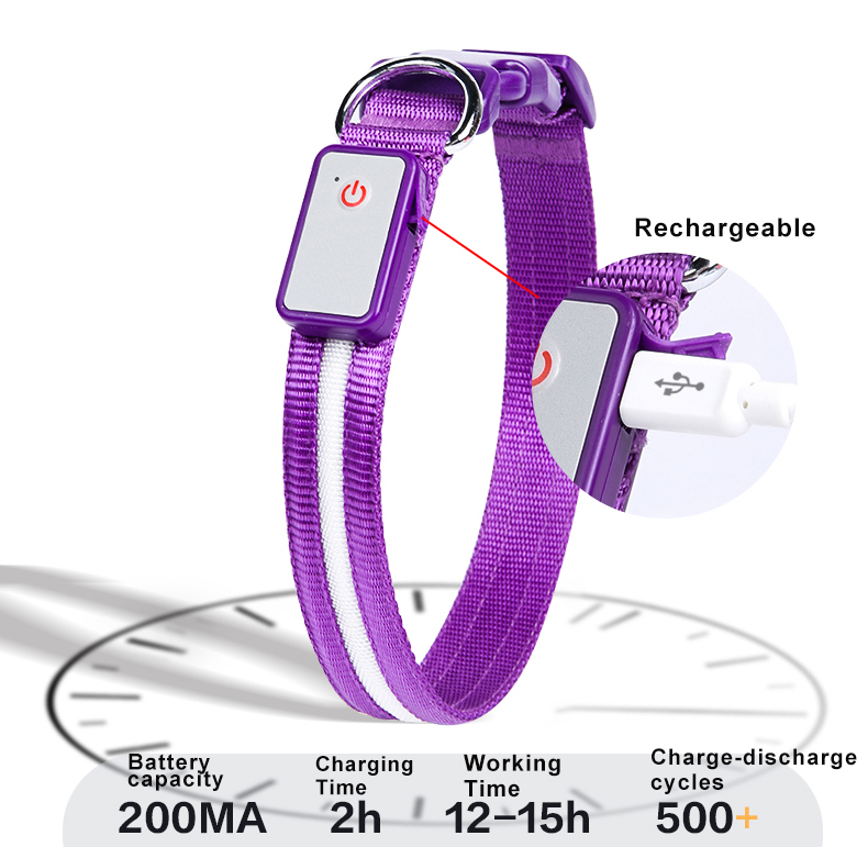 UMIONE High Quality Flashing IPX7 Waterproof USB LED Dog Safety Lighted Dog Collar Rechargeable LED Dog Collar