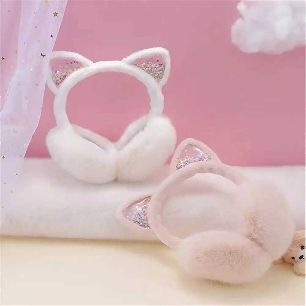 Winter Soft Warm Animal Earmuffs Foldable Cat Ears Ear Warmers Furry Fleece Ear Covers for Kids GirlsXJ241126