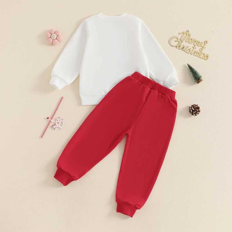Clothing Sets 37Years Kid Girls Fall 2Pieces Sets Christmas Clothes Long Sleeve Bowknot Print Sweatshirt with Sweatpants Fashion Girl Outfits H241126