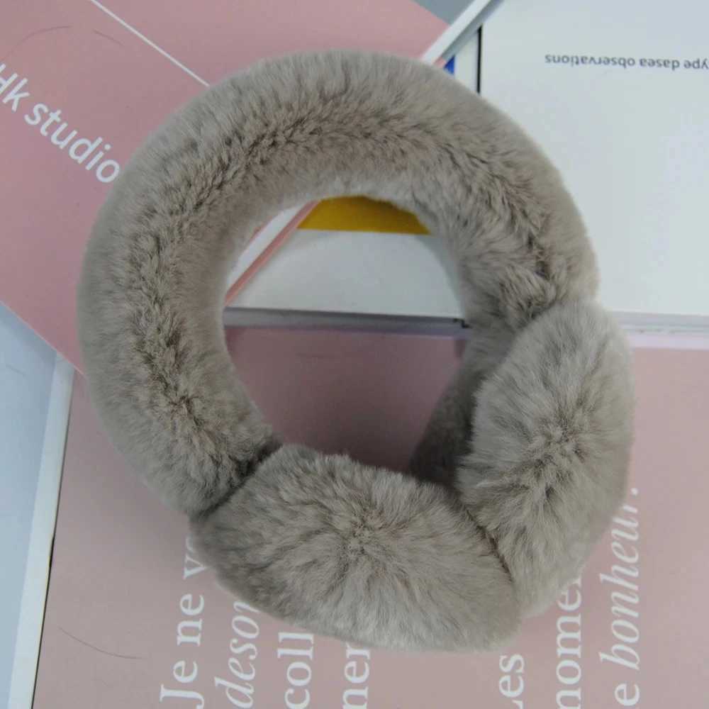 Real Rex rabbit fur earmuffs for women rabbit fur earmuffs Christmas gifts plush earmuffs winter warm earmuffs unisex style W241126