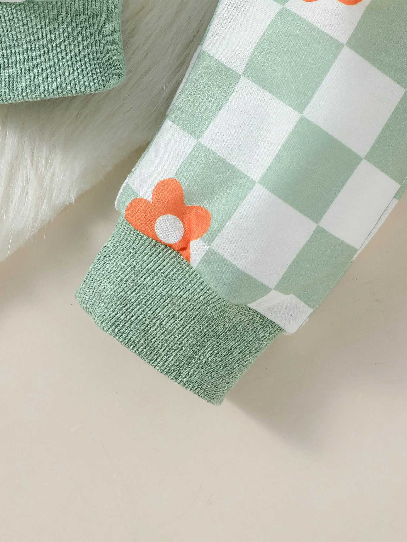 Clothing Sets Baby Girls Autumn Print Flower Long Sleeve Sweatshirts +Long Pants With Bow Outfits H241126