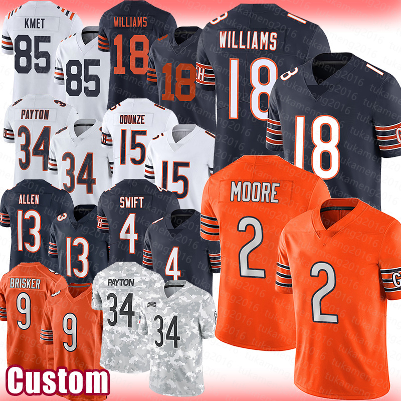 Caleb Williams DJ Moore Football Jerseys Rome Odunze Cole Kmet Walter Payton Keenan Allen D'Andre Swift Jaquan Brisker Tremaine Edmunds Austin Reed Scott