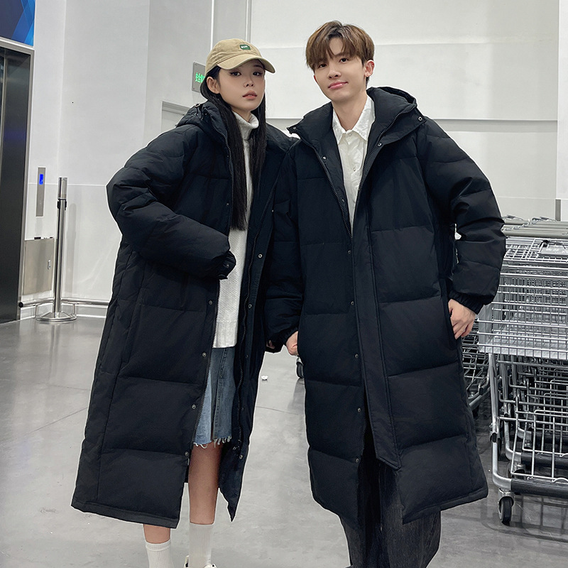 2025 new down both women, winter couple long, thick and loose casual over the knee warm jacket for men