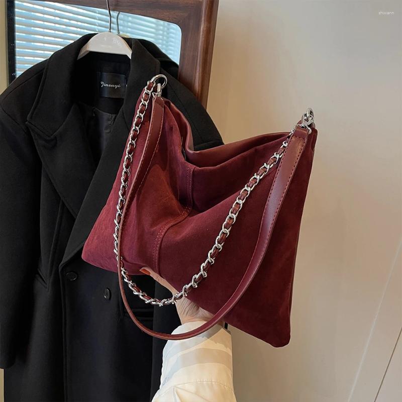 Shoulder Bags Red Faux Suede Large Capacity Crossbody Vintage Underarm Commuting For Women Casual Fashion High Quality Tote zhanyishengli