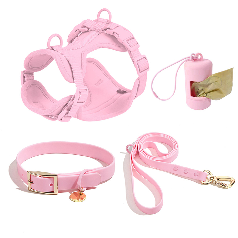 WeLove Factory Custom Logo Luxury No Pull Waterproof Training Lead Pet Cat Dog Poop Bag Holder PVC Harness Leash Collar Set