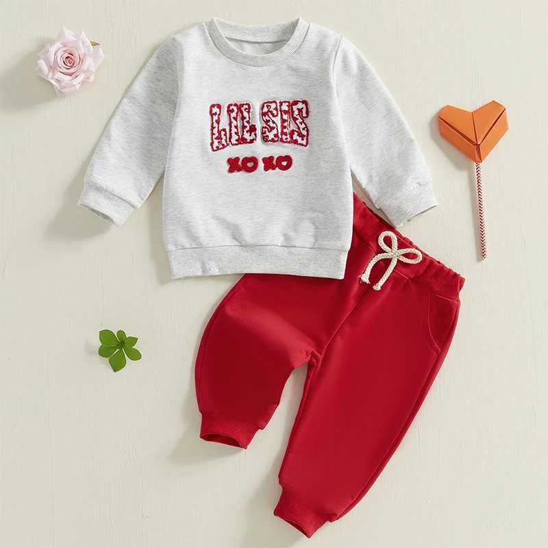 Clothing Sets Toddler Baby Girl Valentines Day Outfits Fall Spring Clothes Letter Embroidery Long Sleeve Sweatshirt Solid Long Pants 2Pieces H241126