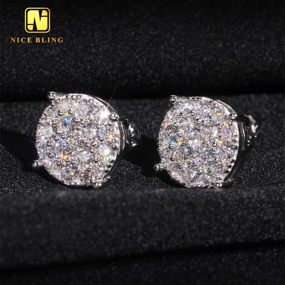 Men Style Stocks Pass Diamond Tester GRA Certified Iced Out 925 Silver Jewelry VVS Moissanite Stud Earrings