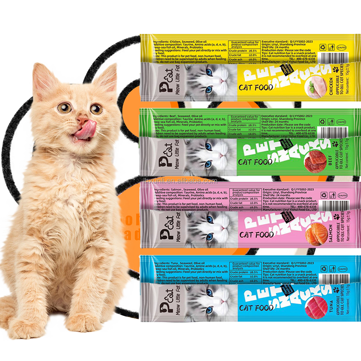 fresh meat cat strips pet liquid cat snacks 15g nutrition wet food wholesale cat bar