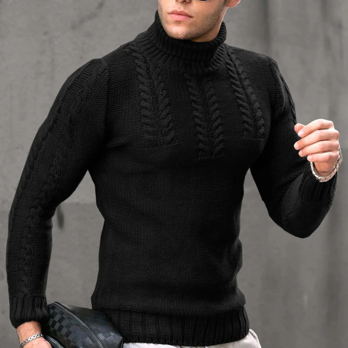 European and American Autumn/Winter Mens Warm Sweater Trade Mens Turtle Neck Sweater Mens Casual Sweater 241126