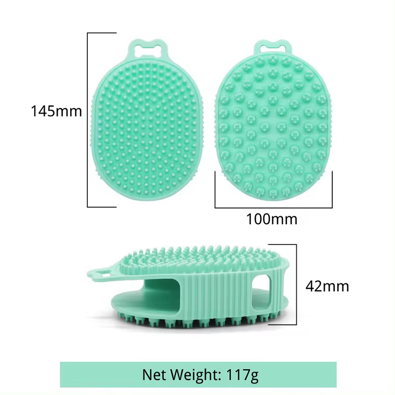Double-sided Silicone Pet Bath Comb Brush Soothing Massage Rubber Comb Handle Dog Bath Brush for Long Short Haired Dogs and Cats