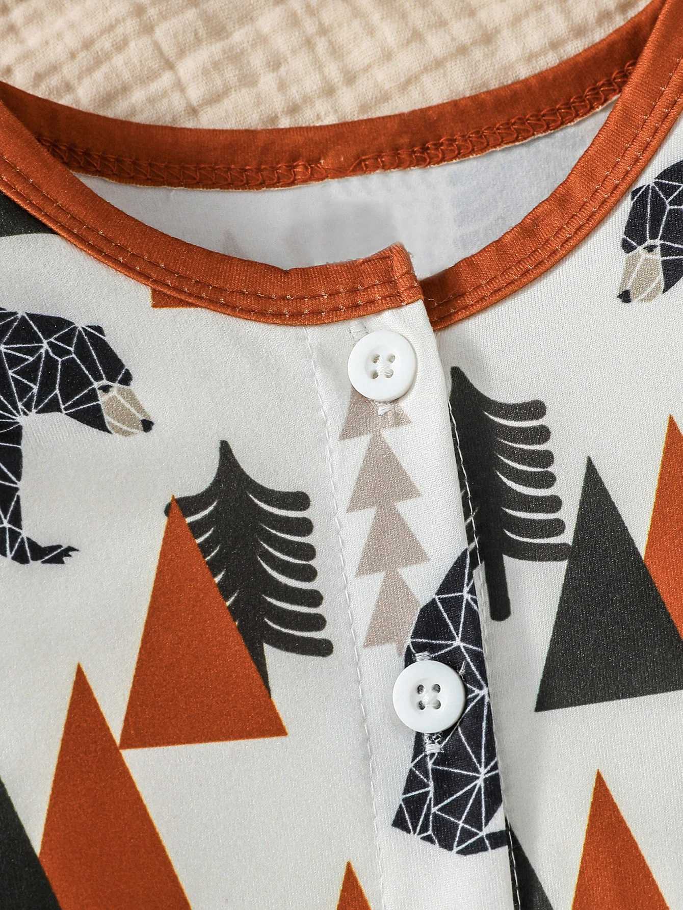 Clothing Sets 3Pcs 0-12M Baby boy Spring/ autumn Long Sleeve Print Trees Bear leisure and simplicity jumpsuits+Hat H241126