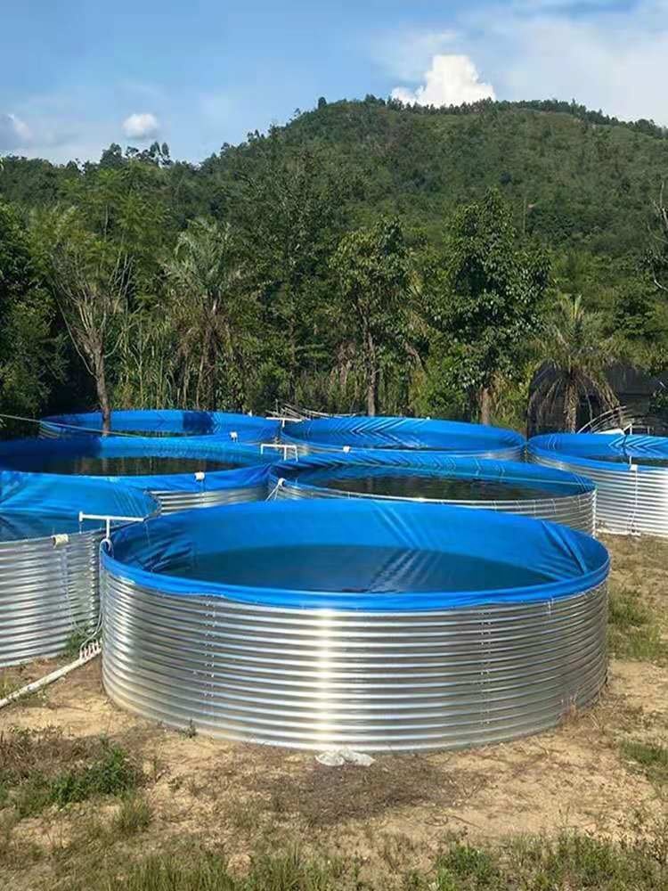 Galvanized canvas pond Large agricultural storage pond High density aquaculture pvc tarpaulin fish tank farming