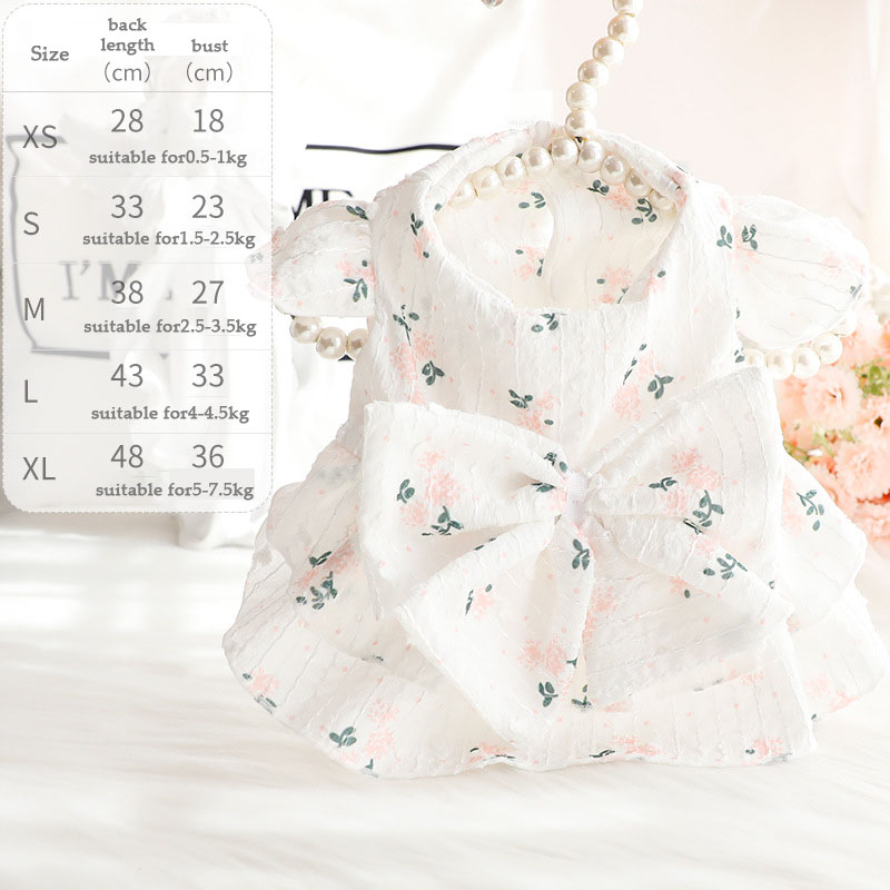 Summer luxury fashion cotton clothes pet flower princess dress clothing fancy summer dog clothes with bowknot for cats and dogs