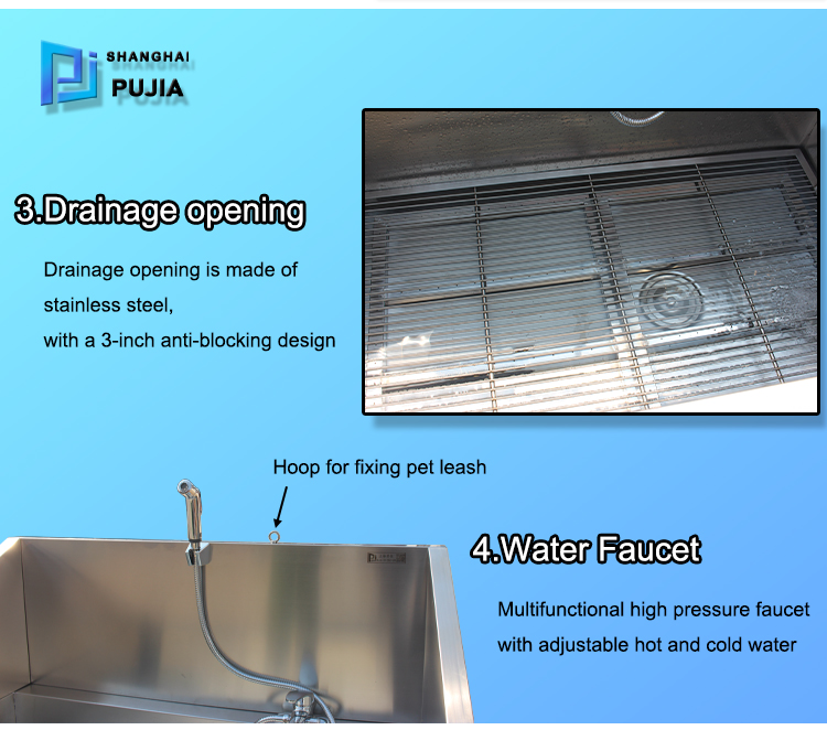 Stainless steel pet bathtub dog washing station High Quality Grooming Tools cleaning Sliding door convenient