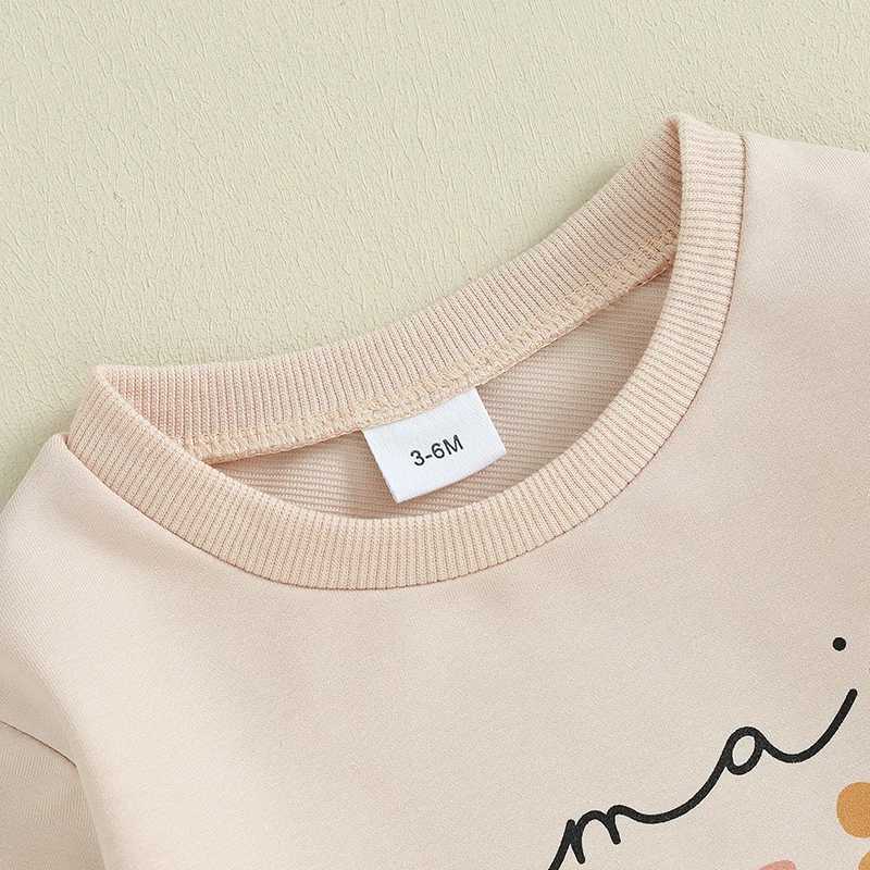 Clothing Sets Girls Fall Outfit Set with Long Sleeve Letter Print Sweatshirt and Solid Color Pants Toddler Autumn Clothing Set H241126
