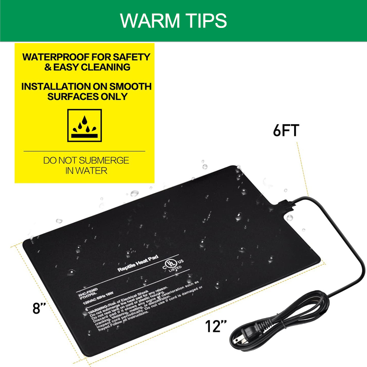 Factory Price Accessories Terrarium Warm Heated Pet Mat Upgraded Heat Safe Reptile Heating Pad For Small Animal