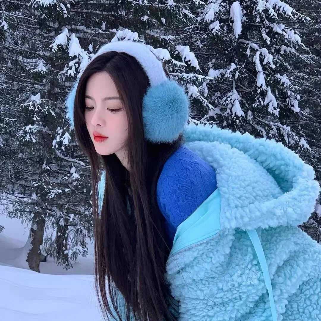 New Design Sky Blue Soft Earmuff Popular Man Woman Winter Outdoor Ski Accories Ear Muff Rabbit Fur Eardrum Christmas GiftXJ241126