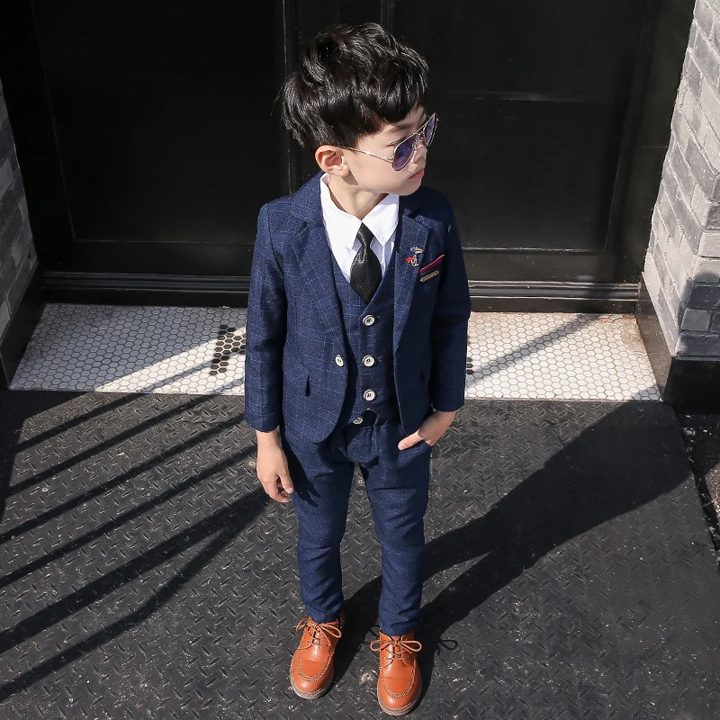 Baby Boys Wedding Party Costume Blazer Vest Pants Children Formal Suits Dress Kids School Graduation Suit Teenage Ceremony Suit 241126