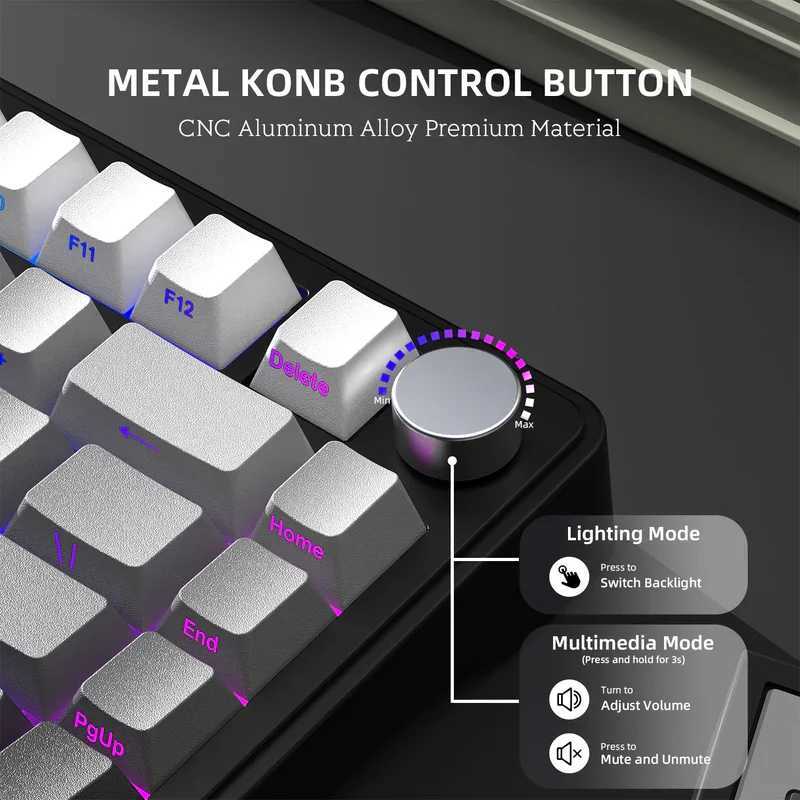 Attack SHARK X85 mechanical keyboard 2.4G three mode RGB effect TFT sn metal knob fl key hot switch win Y241126