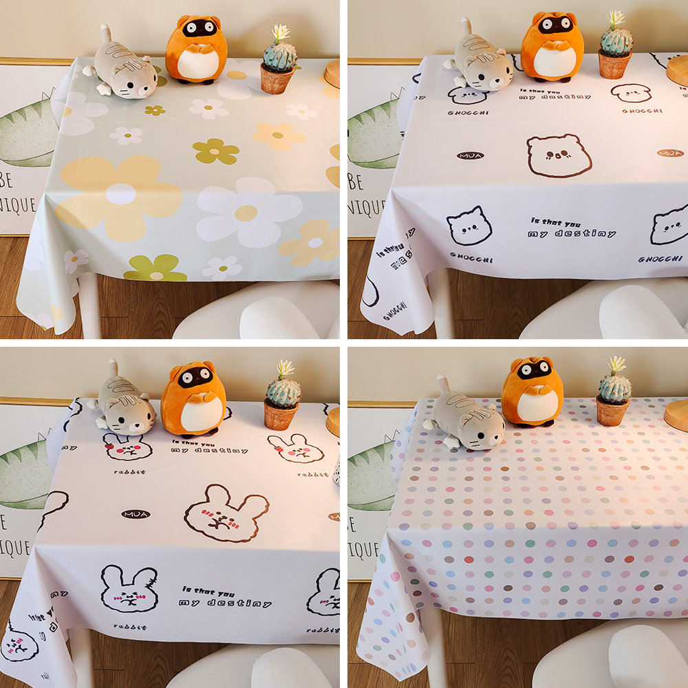 Cartoon waterproond oil-proof small fresh PVC coffee table mat student desk decoration picnic tablecloth