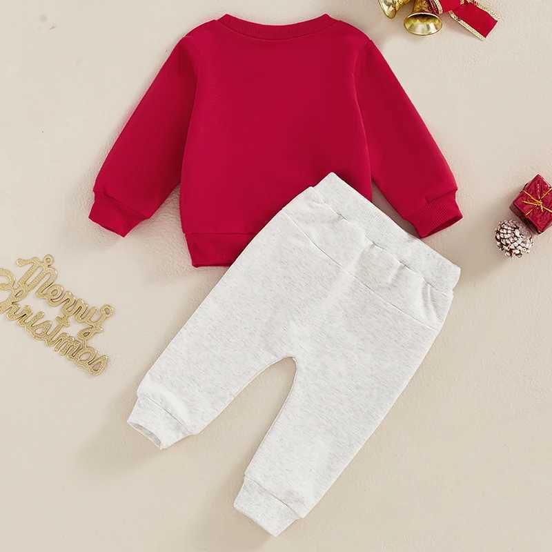 Clothing Sets Kids Christmas Outfit Set Long Sleeve Letter Print Sweatshirt and Drawstring Pants Set for Boys H241126