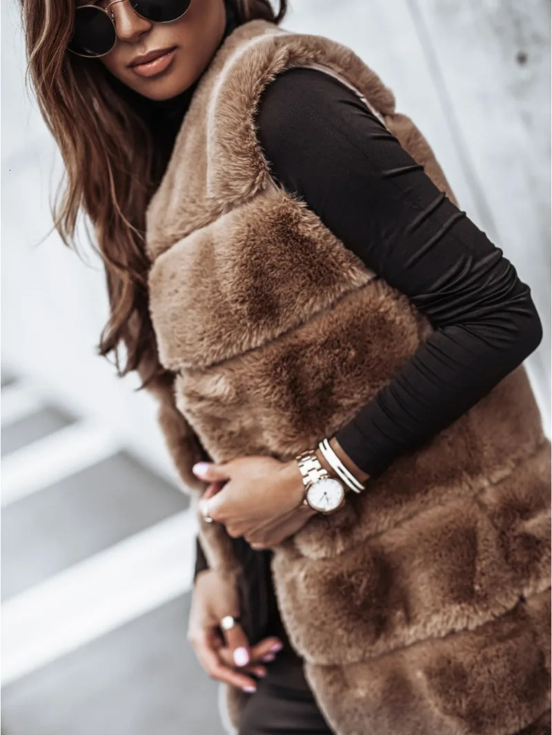 Womens Clothing Sexy Fashion Casual Commuting Vacation Style Versatile Solid Color Long Round Neck Vest Coat 241121
